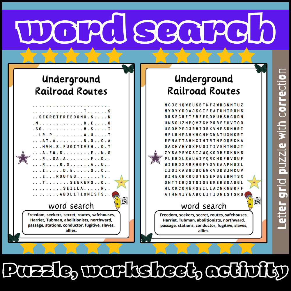 Underground Railroad Routes Word Search Puzzle Worksheet Activity Made By Teachers