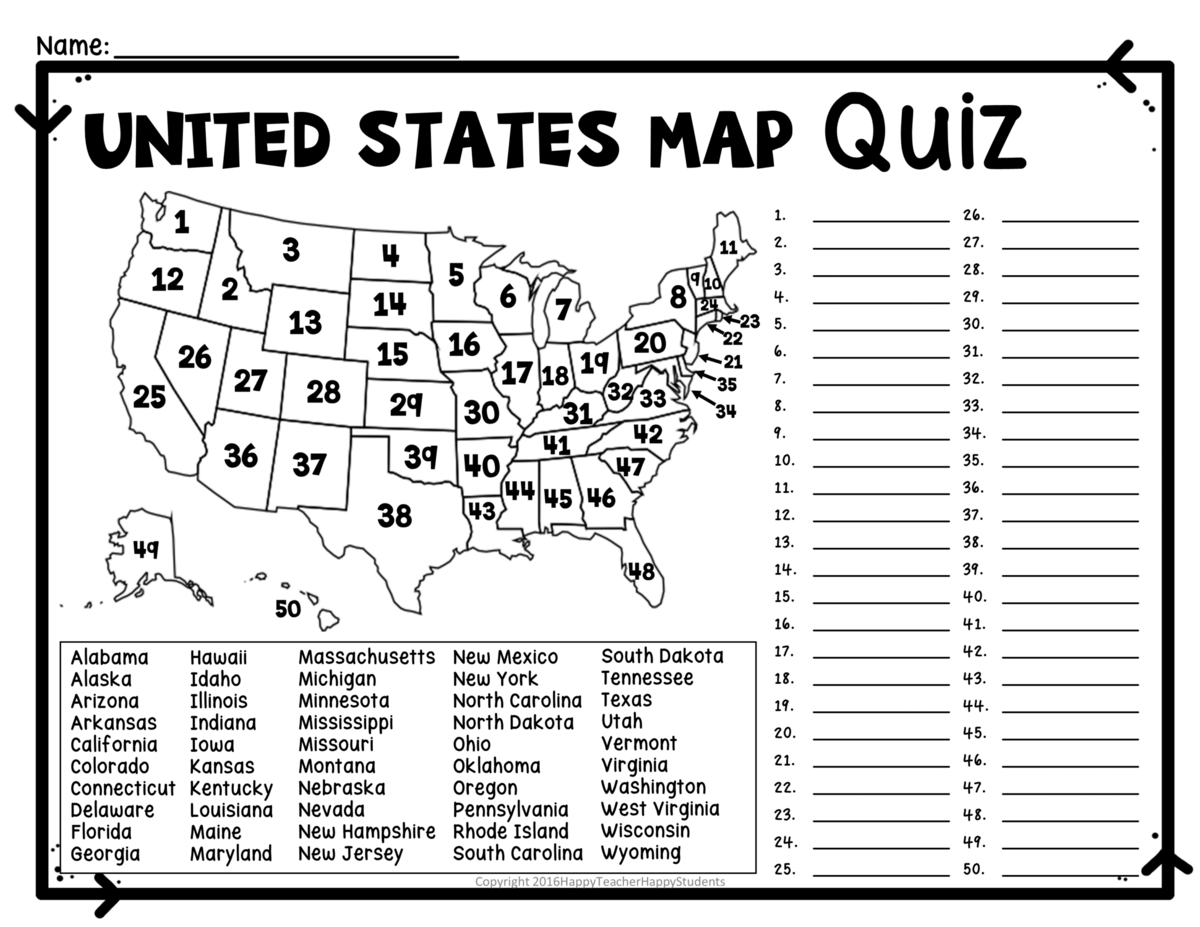 United States Map Quiz Worksheet USA Map Test W Practice Sheet US Map Quiz Classful USA Map Worksheets Free Printables Superstar Worksheets