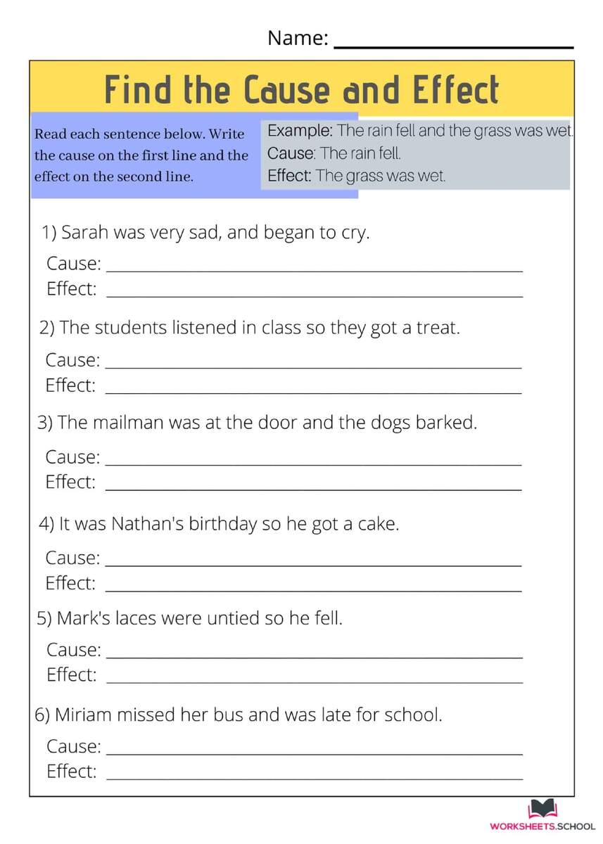 Reading Worksheets Cause And Effect Worksheets