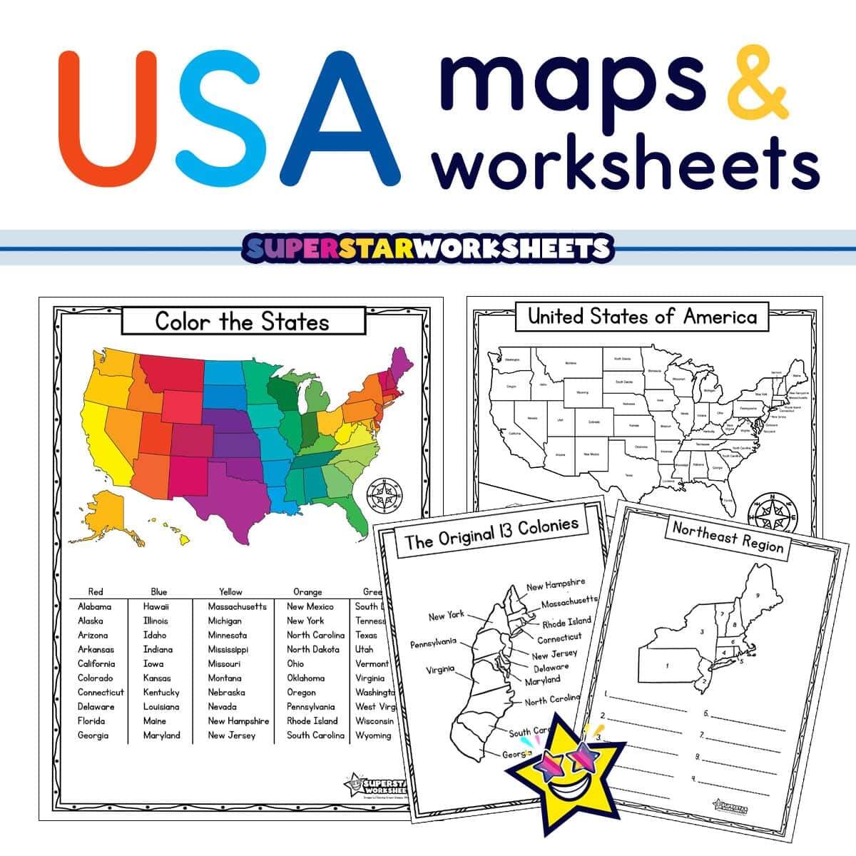 USA Map Worksheets Free Printables Superstar Worksheets United States Map Quiz Worksheet USA Map Test W Practice Sheet US Map Quiz Made By Teachers