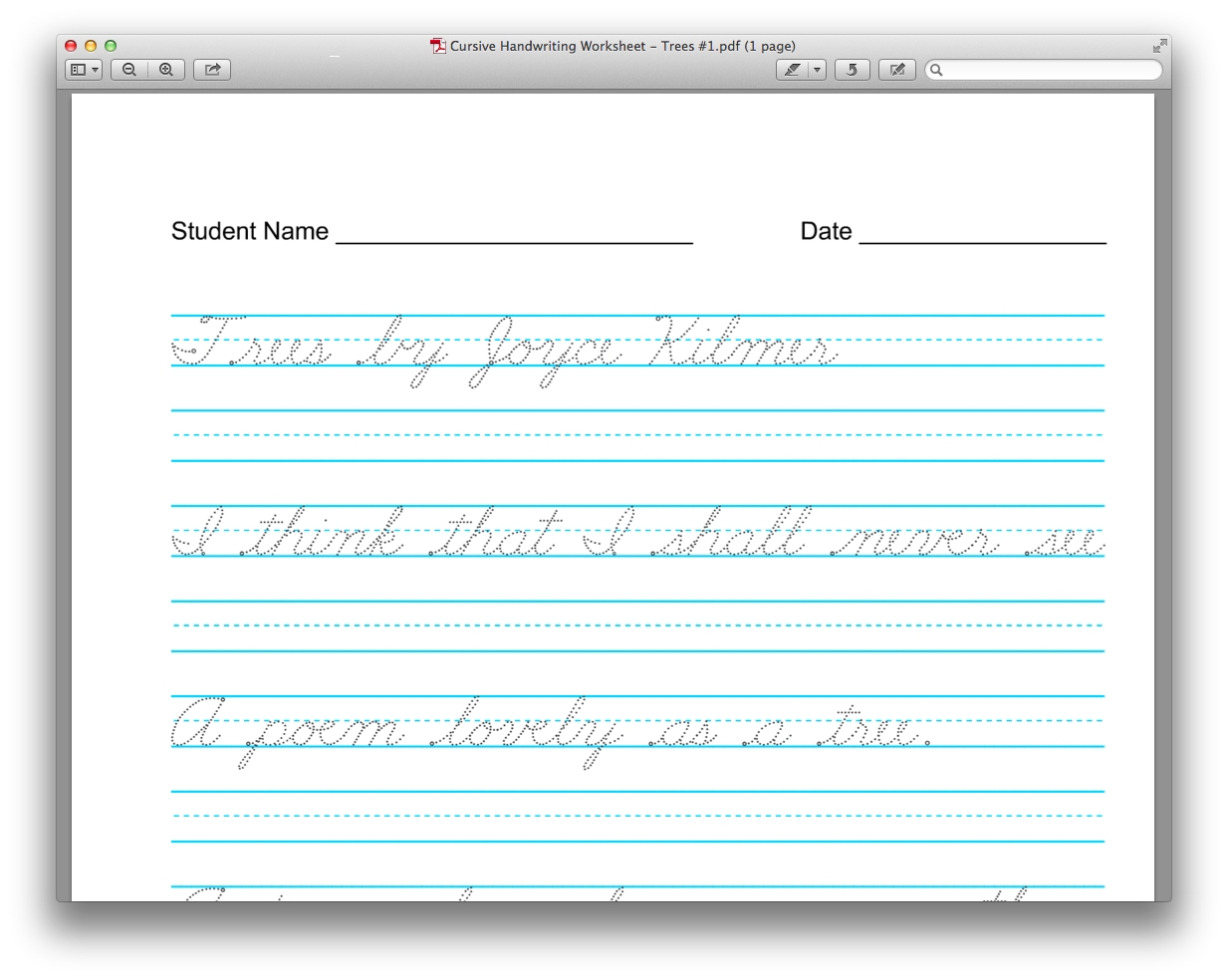 Free Printable Cursive Alphabet Practice Sheets Lowercase A