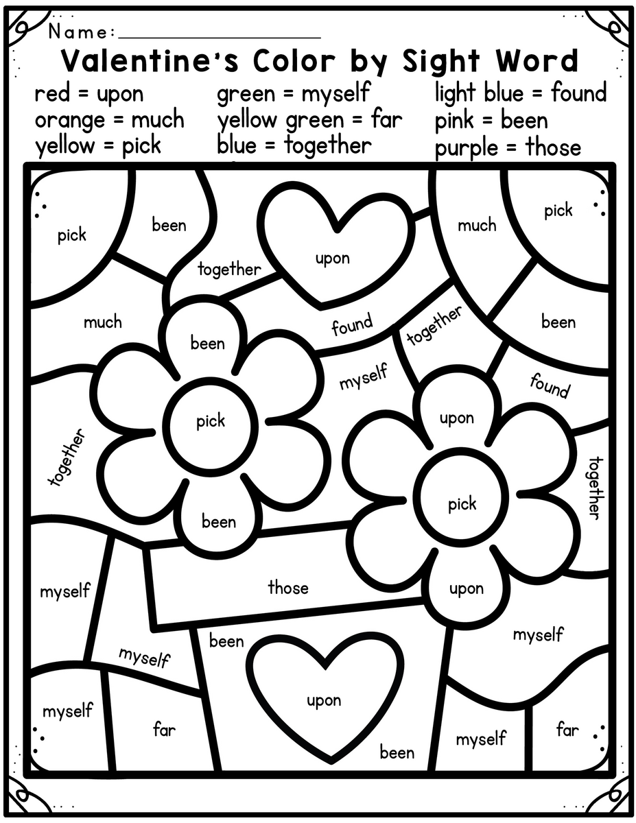 Valentine S Day Color By Sight Word Made By Teachers Valentine S Day Color By Sight Word Made By Teachers