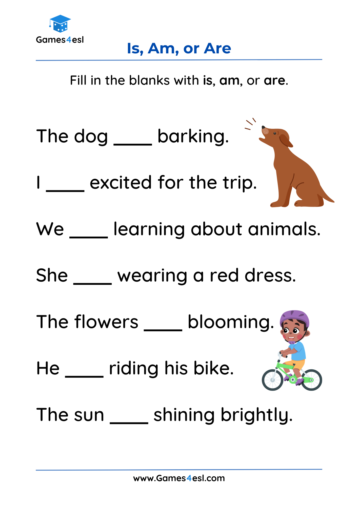 Verb To Be Worksheets For Kids And Beginners Games4esl