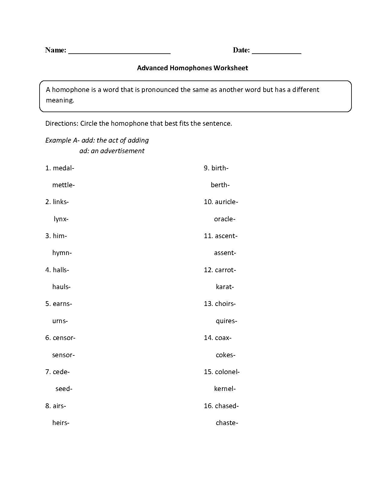 Vocabulary Worksheets Printable Word Lists Vocabulary Practice