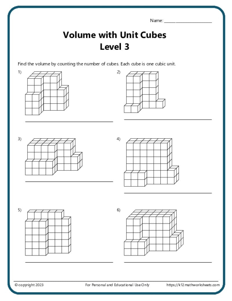 5th Grade Volume Worksheets