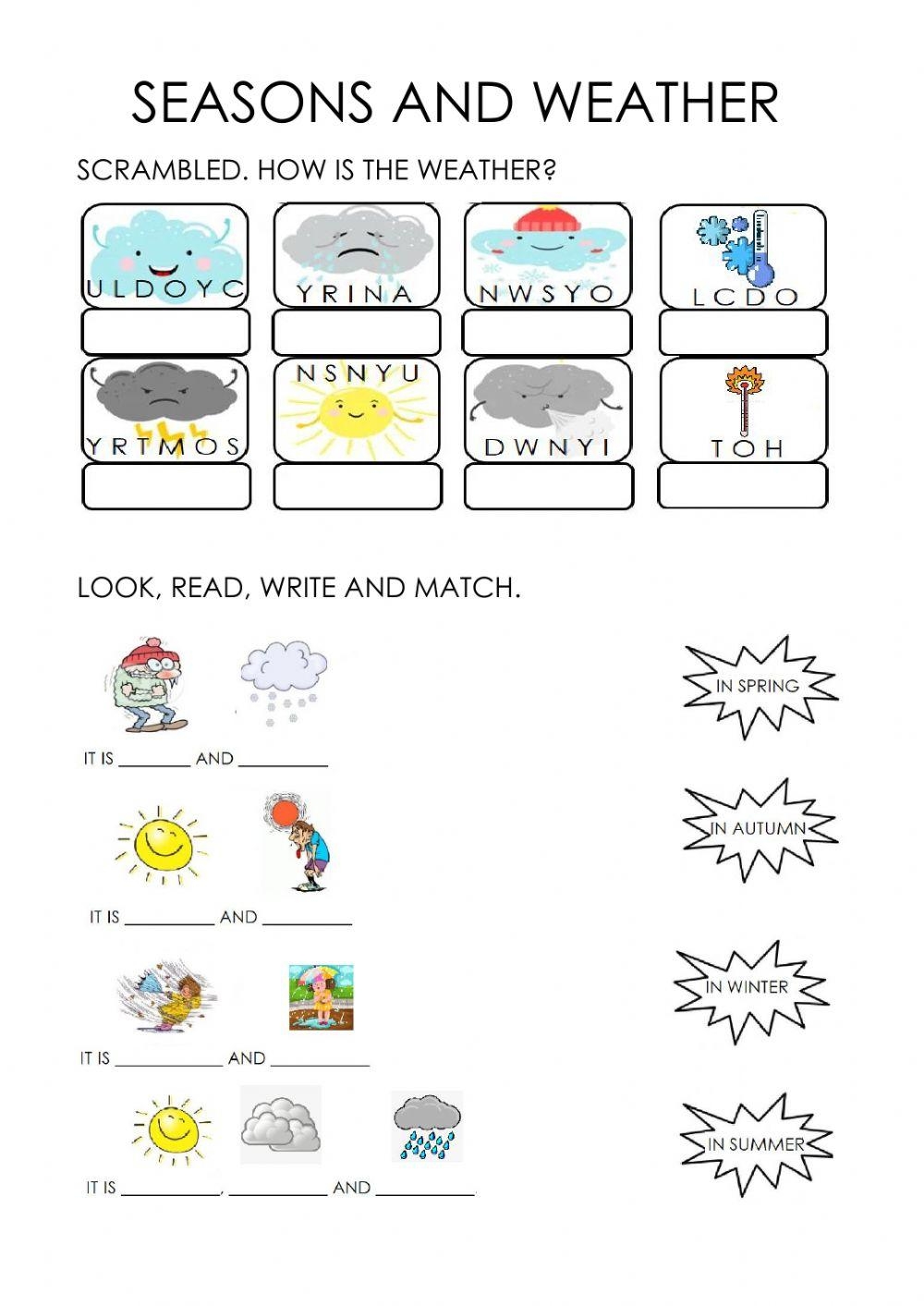 Weather And Seasons Activity For FIRST GRADE Worksheets Library