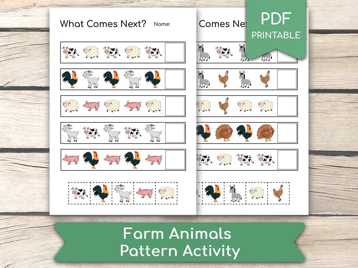 WHAT COMES NEXT Farm Animals Worksheet Pattern Activity Educational Preschool Kindergarten Homeschool Busy Book Pages Pdf Printable Etsy WHAT COMES NEXT Farm Animals Worksheet Pattern Activity Educational Preschool Kindergarten Homeschool Busy Book Pages Pdf Printable Etsy