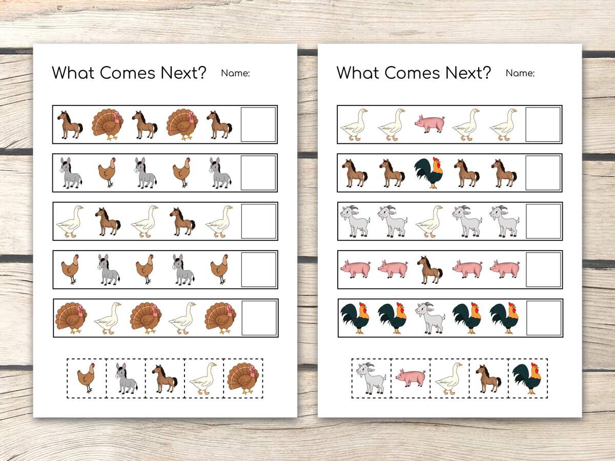 WHAT COMES NEXT Farm Animals Worksheet Pattern Activity Educational Preschool Kindergarten Homeschool Busy Book Pages Pdf Printable Etsy WHAT COMES NEXT Farm Animals Worksheet Pattern Activity Educational Preschool Kindergarten Homeschool Busy Book Pages Pdf Printable Etsy