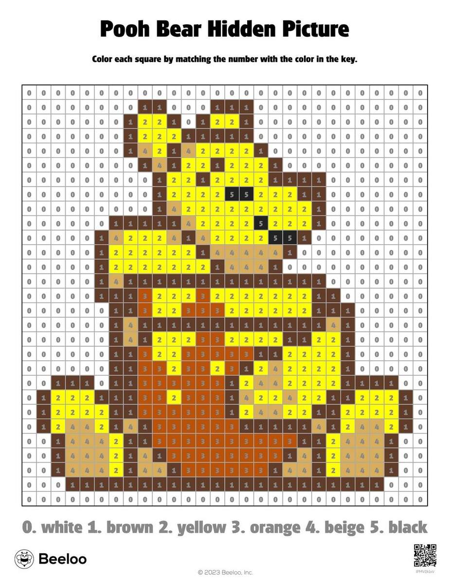 Winnie The Pooh Themed Color By Number Grids Beeloo Printable Crafts And Activities For Kids