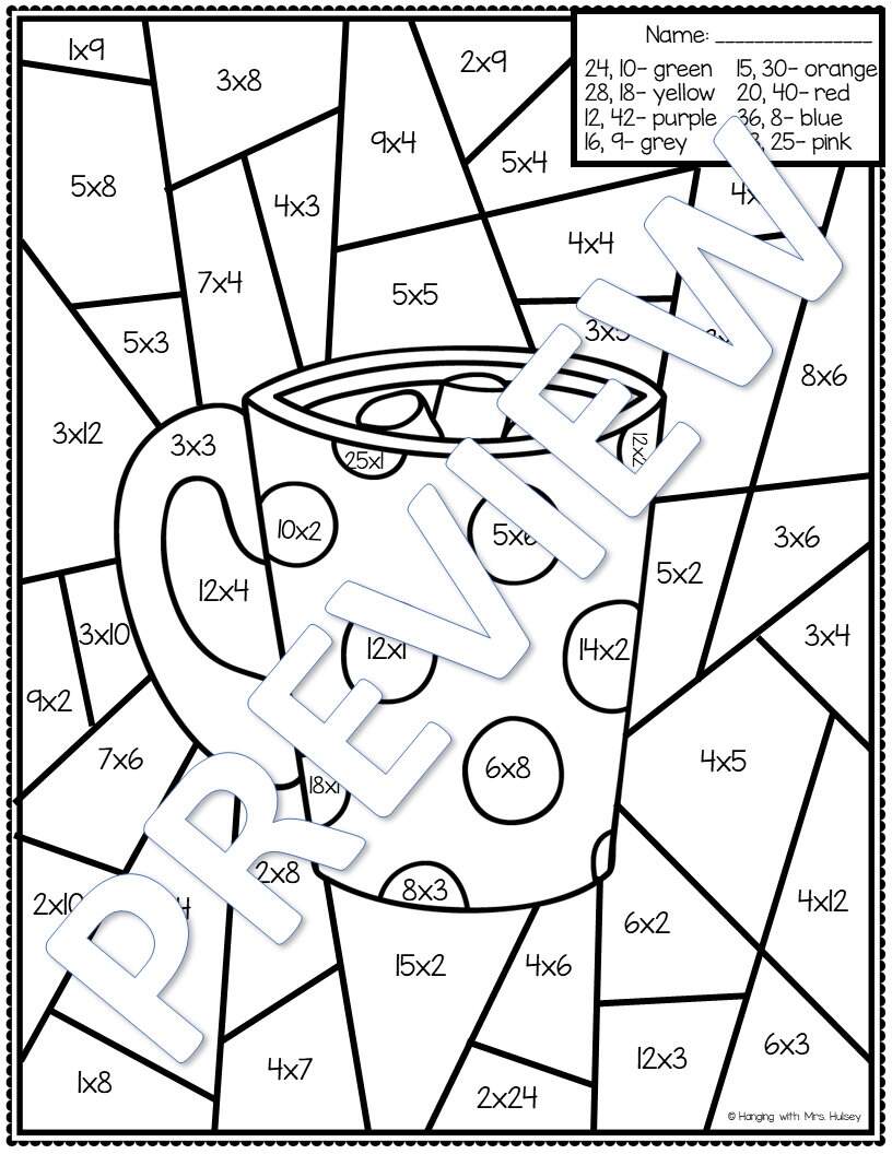 Winter Multiplication Color By Number 3rd Grade Math PDF Etsy