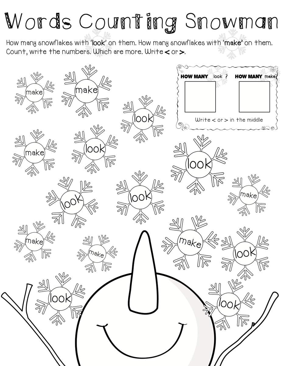 Winter Sight Words Find Color By Teach Simple