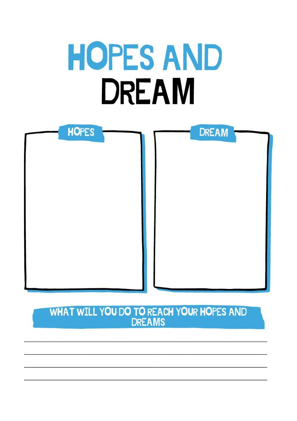 Writing Hopes And Dreams Worksheet Worksheets Library