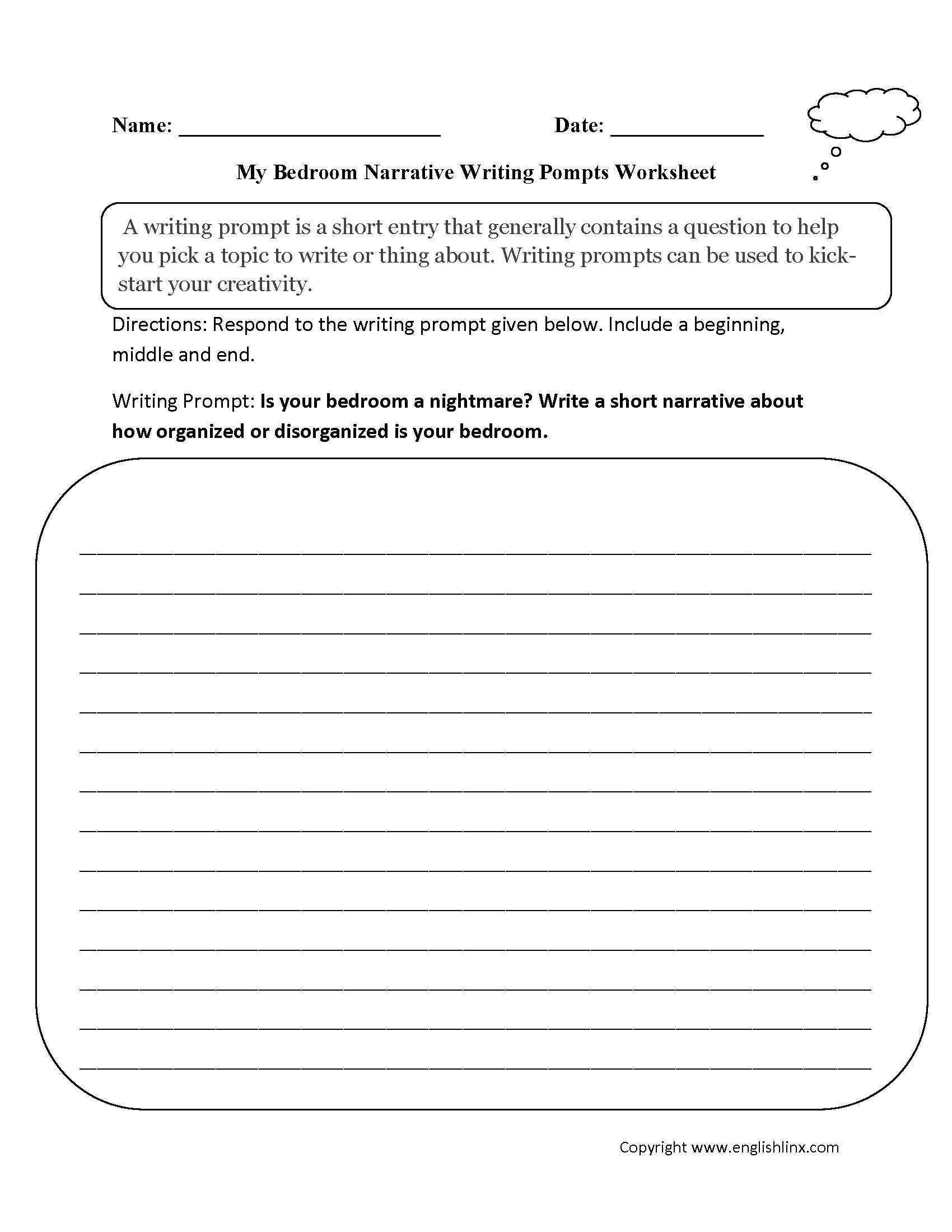 Writing Prompts Worksheets Narrative Writing Prompts Worksheets