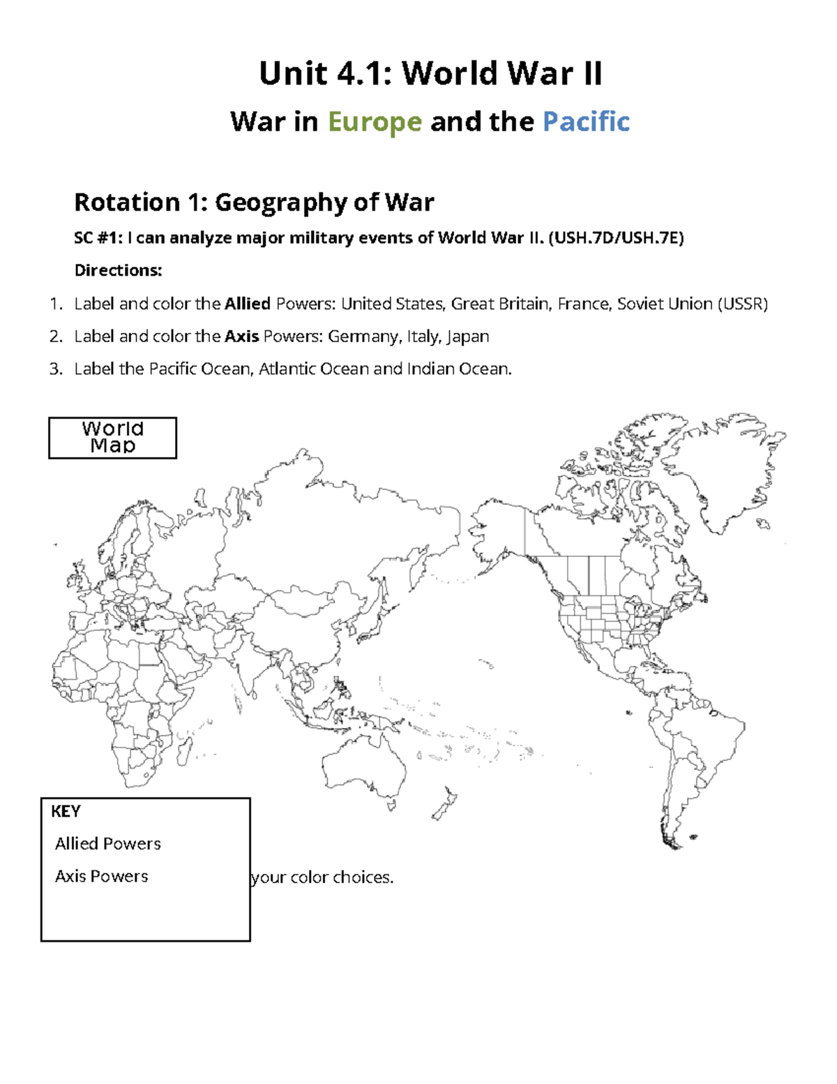 WWII Learning Log Geo Major Events Analysis USH 7D USH 7E Studocu